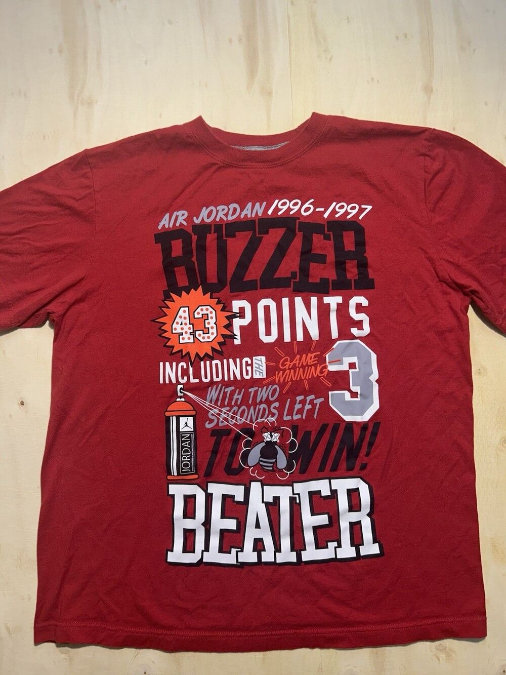 Jordan Michael Jordan Chicago Bulls Buzzer Beater 43 Points Men's T-Shirt L NBA